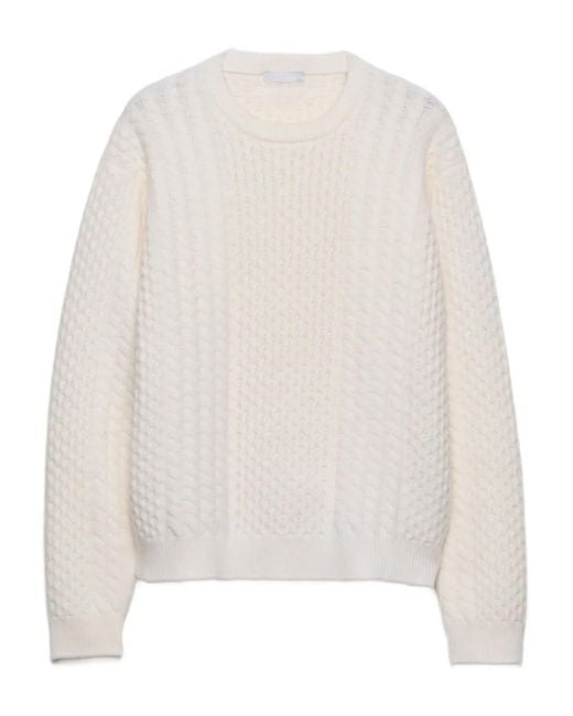 Prada White Crew-Neck Sweater for men