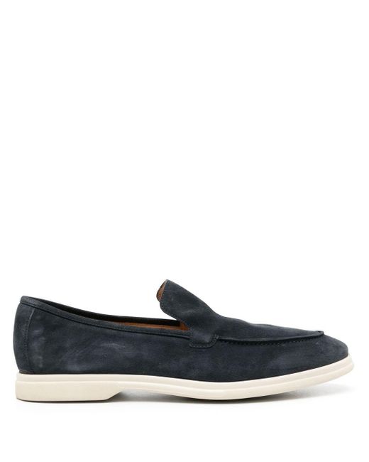 Eleventy Calf Suede Loafers in Blue for Men | Lyst