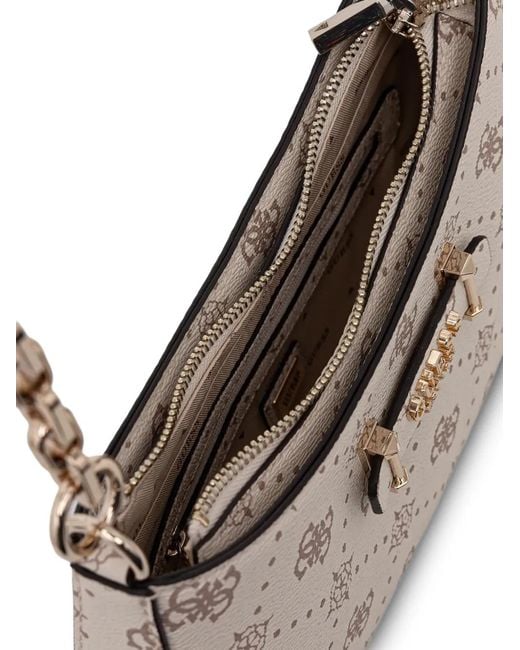 Guess White Monogram Chain Shoulder Bag