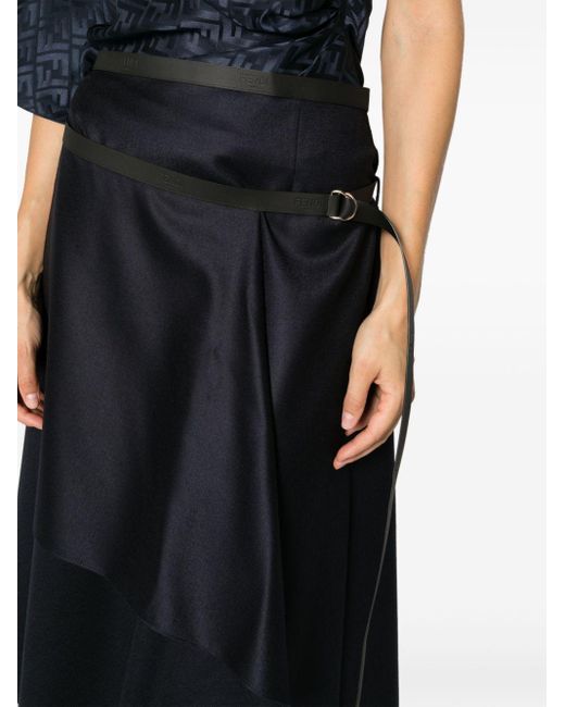 Fendi Blue Asymmetrical Midi Skirt