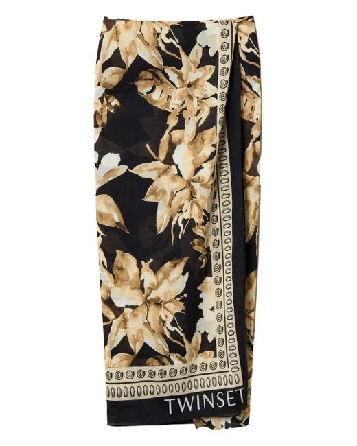 Pareo A Fiori di Twinset in Black