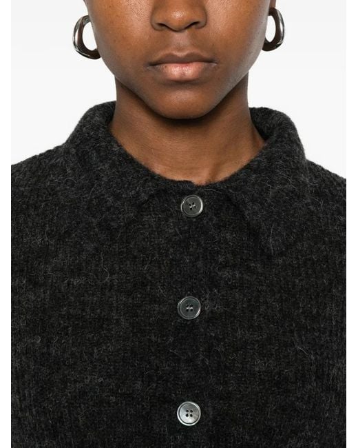 Our Legacy Black Textured Button-Up Cardigan