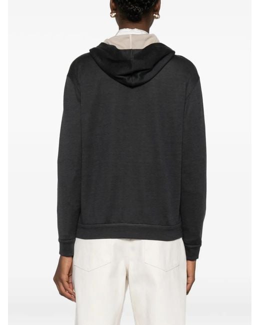 Brunello Cucinelli Black Cotton And Silk Blend Hoodie