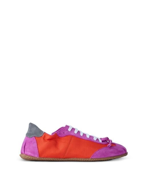 Abra Pink Suede-Panelled Bow-Detail Sneakers