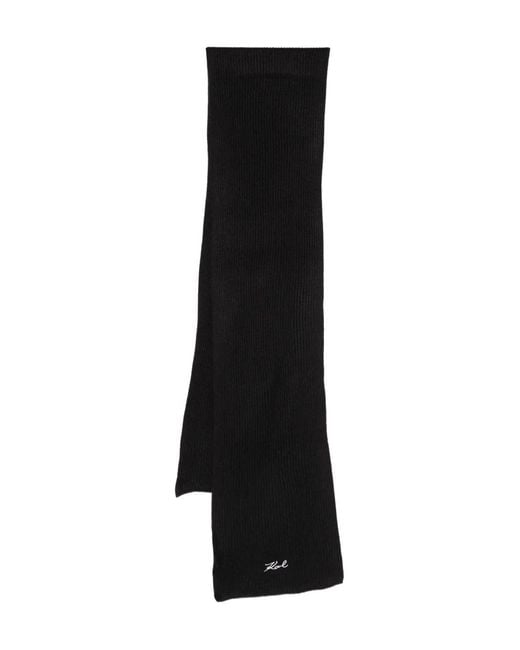 Karl Lagerfeld Black Logo Scarf for men