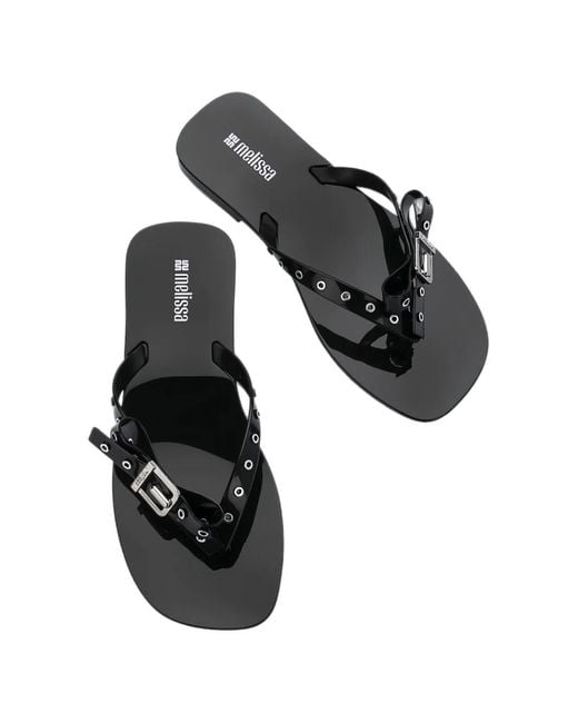 Melissa White Harmonic Squared Bow-Detail Flip-Flops