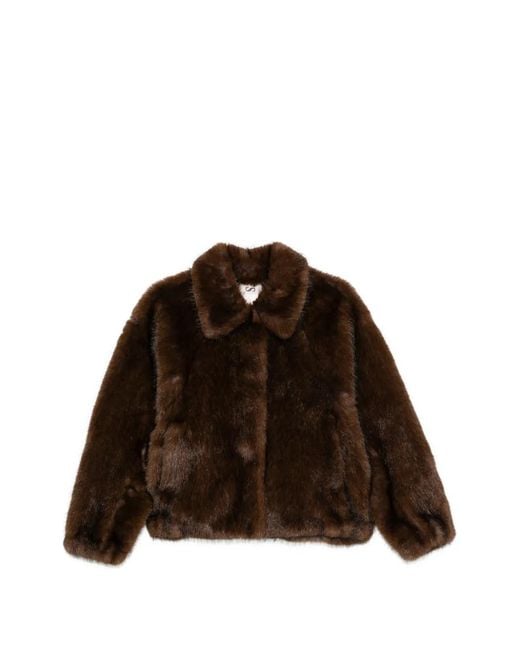 VALENTINI 1972 Brown Faux-Fur Wide Collar Jacket