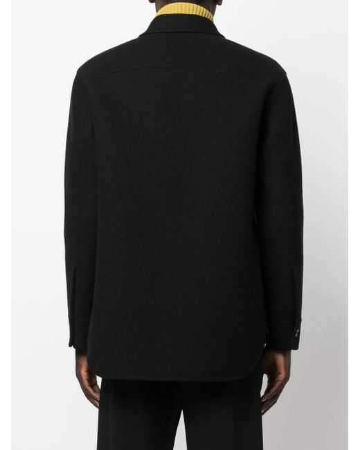 Jil Sander Black Button-Up Wool Shirt Jacket for men