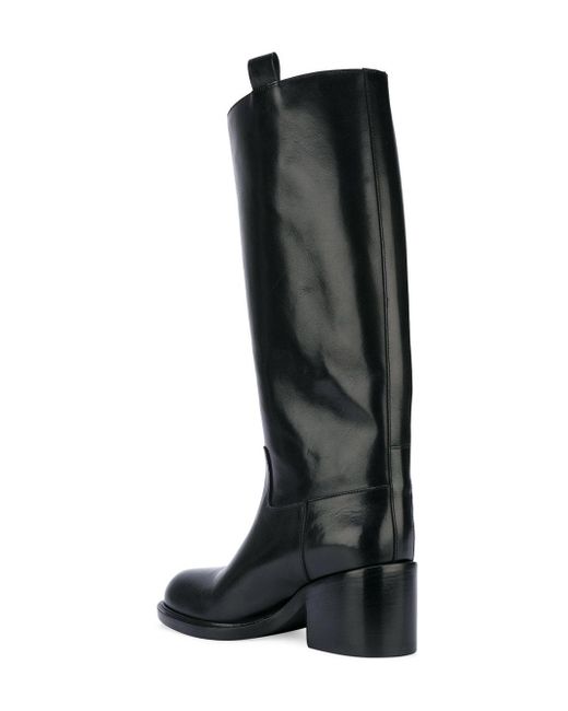 black midi heel boots