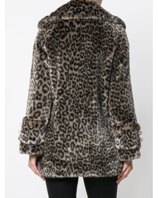 Shrimps Leopard Print Coat With Pearl Embellishments in Grey Lyst