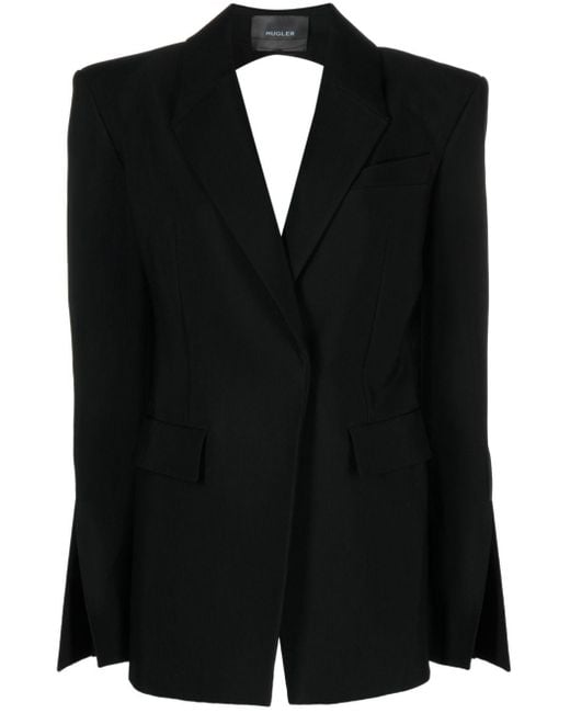 Mugler Black Single-breasted Blazer With Opening On The Back