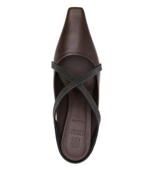 Brunello Cucinelli Brown Square Pointed Sandals