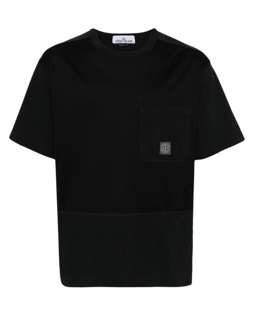 Stone Island T-Shirt mit ikonischem Kompass in Black für Herren