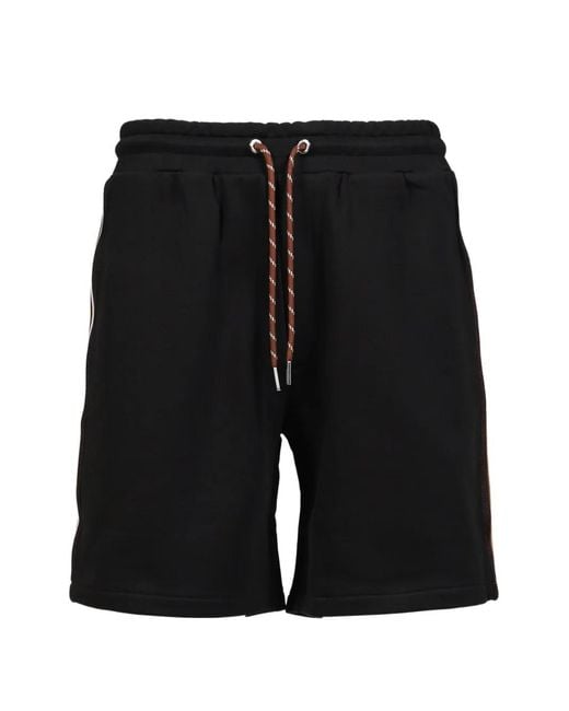 Moncler Black Logo-Patch Side-Stripe Shorts for men