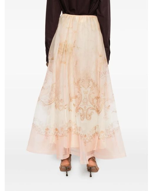 Zimmermann Natural Silk Pleated Skirt