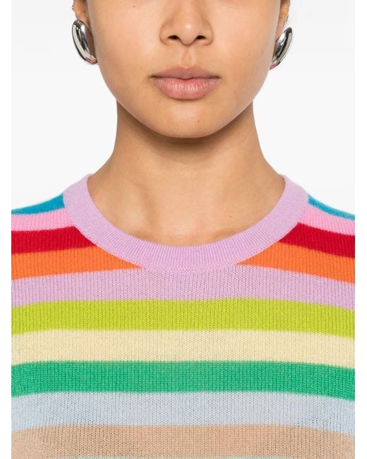 Allude Blue Striped-Pattern Crew-Neck Sweater