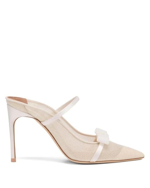 Malone Souliers White 90Mm Aurora Heeled Mules