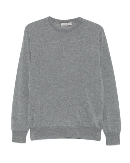 Canali Gray Crew-Neck Wool Sweater for men