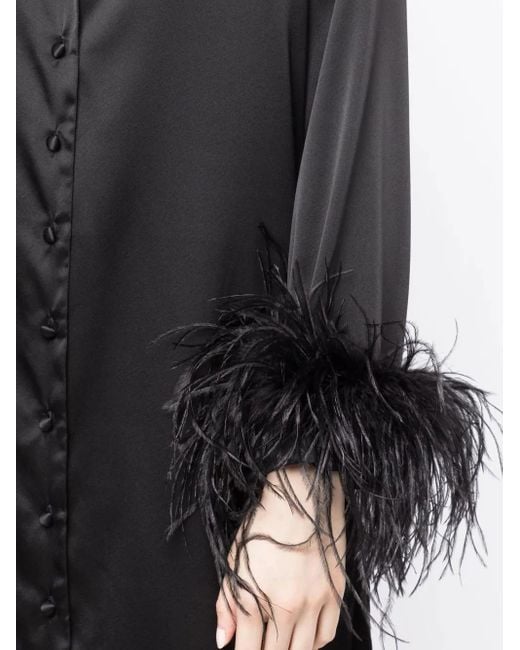 Gilda & Pearl Black Camille Feather-Trim Shirt Dress