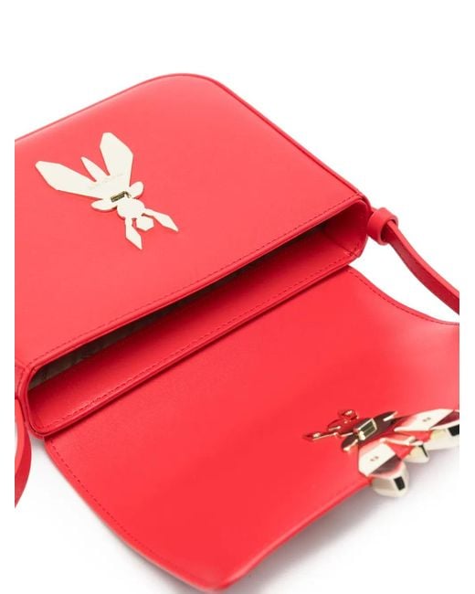 Patrizia Pepe Red Essential Fly Leather Shoulder Bag