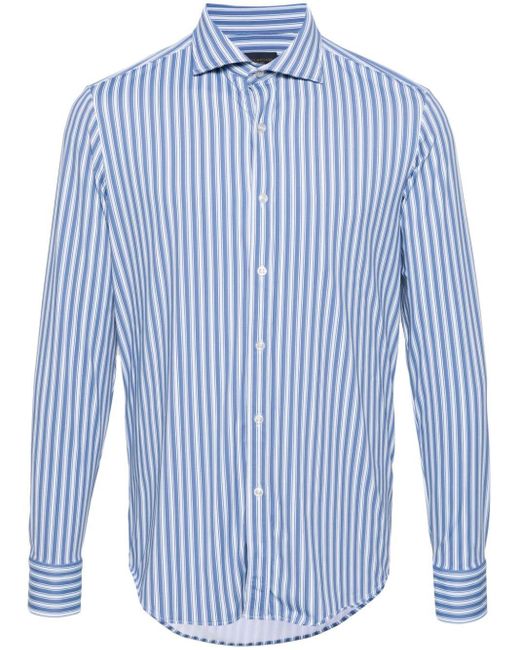 Paul & Shark Blue Striped Stretch-jersey Shirt for men