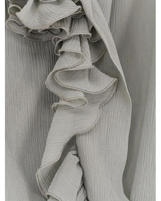 Alberta Ferretti Gray Chemise En Crêpe À Volants