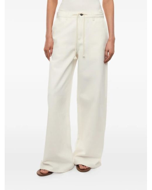 12 STOREEZ White Drawstring Wide-Leg Jeans