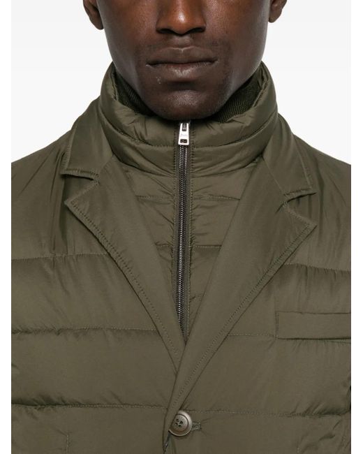 Herno Green Quilted Buttoned Jacket for men
