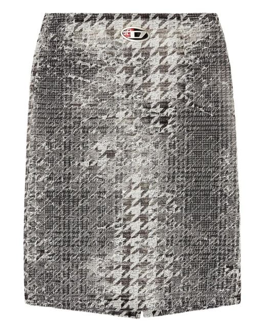 Falda midi con motivo pied de poule DIESEL de color Gray