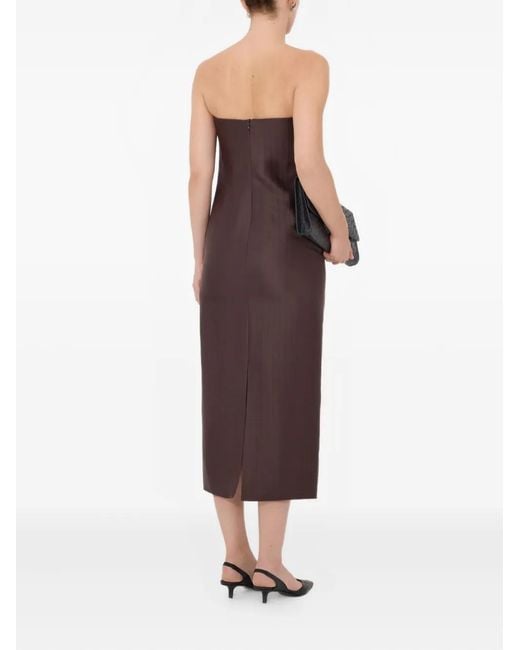 Loulou de Saison Purple Giulia Striped Bustier Midi Dress