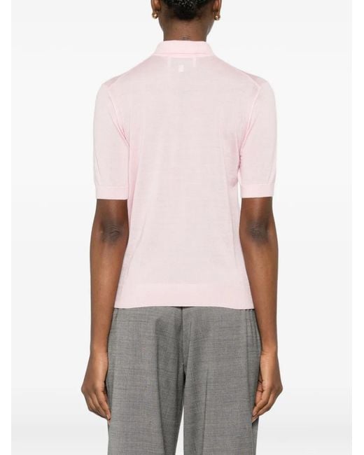 Bompard Pink Polo En Maille À Boutonnière
