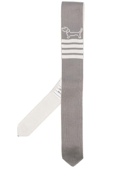 Thom Browne White Hector Icon Silk-jacquard Tie for men