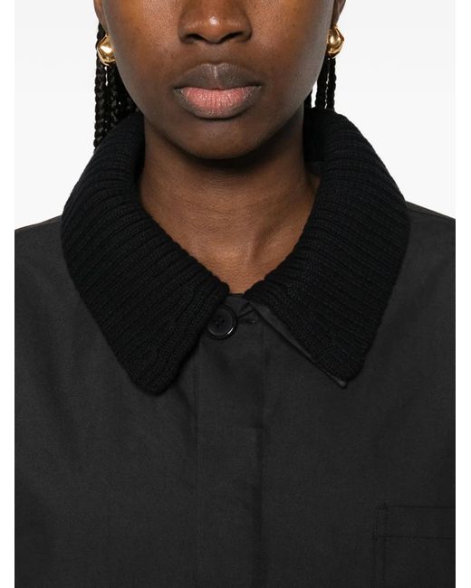 P.A.R.O.S.H. Black Knit-Collar Belted Jacket