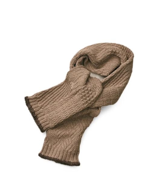 yahae Brown Mixed-Knit Scarf