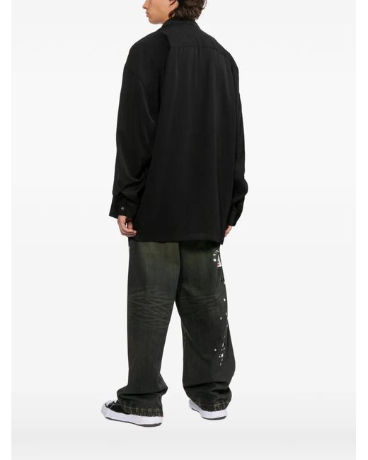 Maison Mihara Yasuhiro Black Logo-Patch Shirt for men