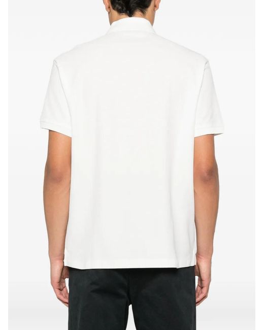 Emporio Armani White Logo-Embroidered Polo Shirt for men