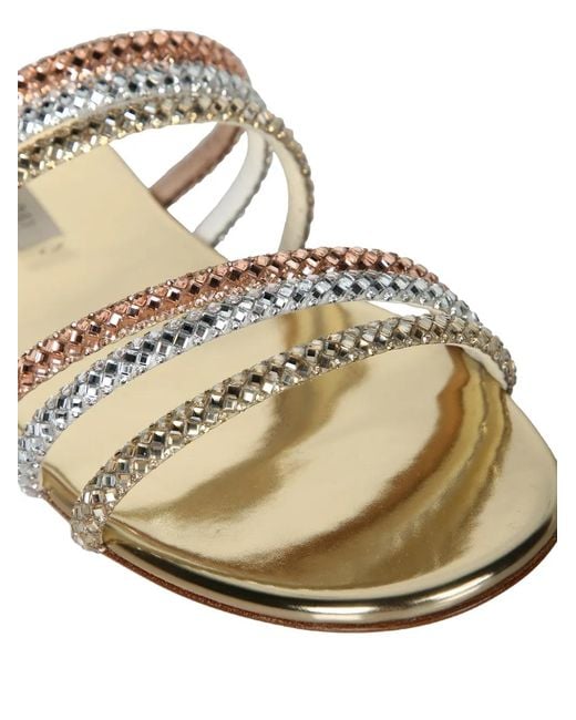 Casadei White Androme Crystal-Embellished Flat Sandals