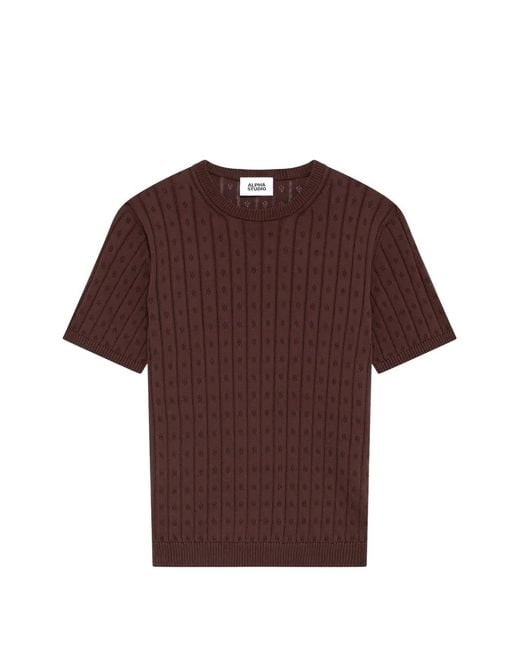 Alpha Studio Red Short-Sleeved Sweater for men