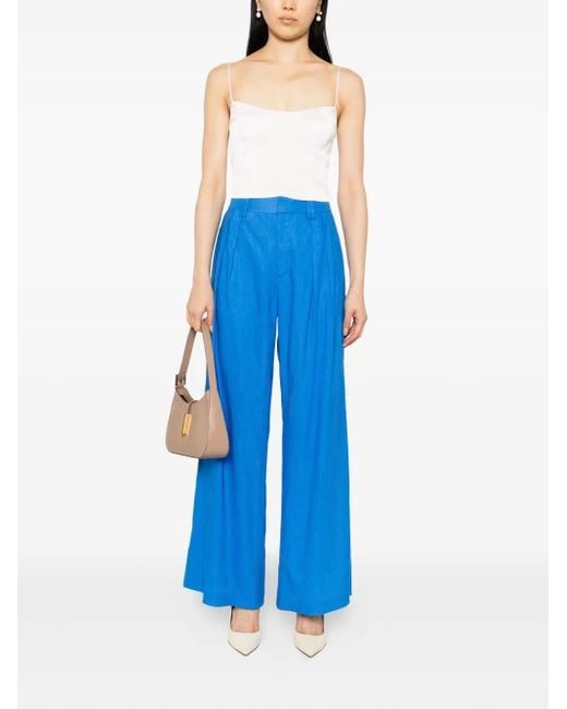 Alice + Olivia Blue Eric Linen Pant