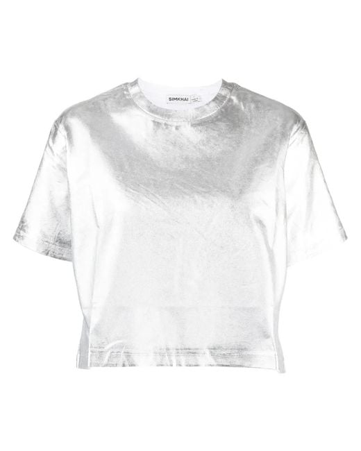 T-Shirt À Effet Métallisé Jonathan Simkhai en coloris White