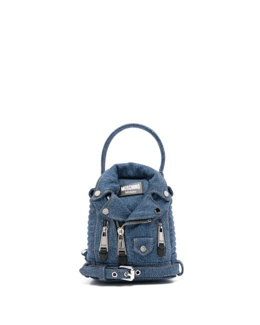 Moschino Blue Denim Biker Backpack