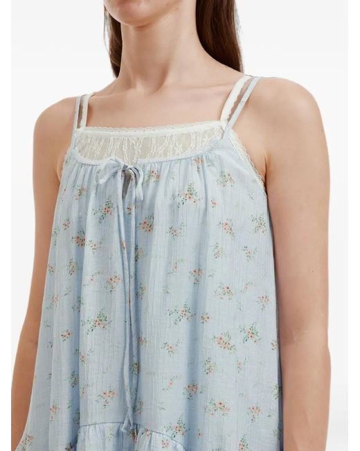 B+ AB Blue Floral-Print Ruffled Mini Dress