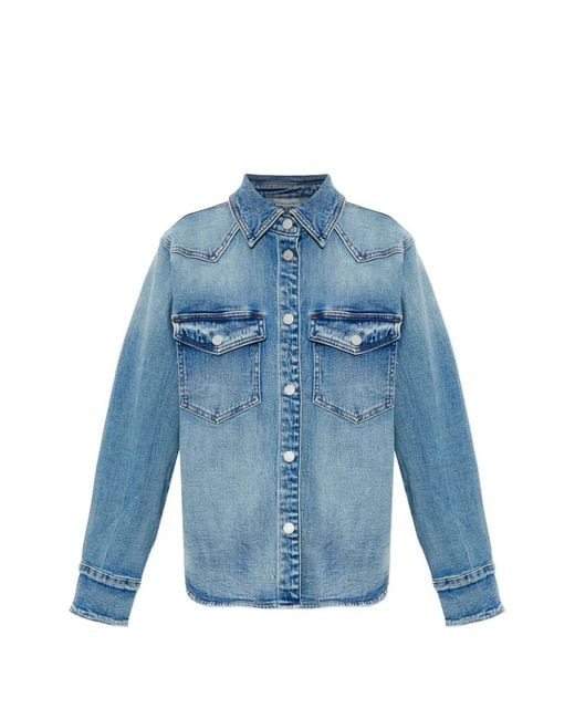 Gestuz Blue Buttoned Pocketed Denim Jacket