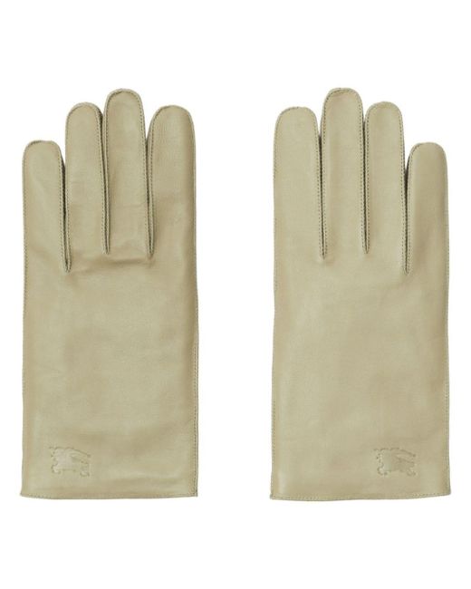 Burberry Green Equestrian Knight-motif Leather Gloves for men