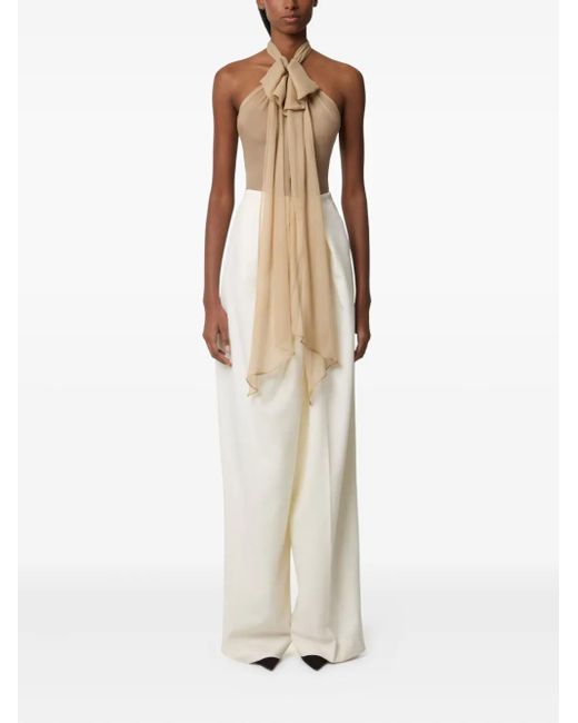 Nina Ricci White Draped Wool Trousers