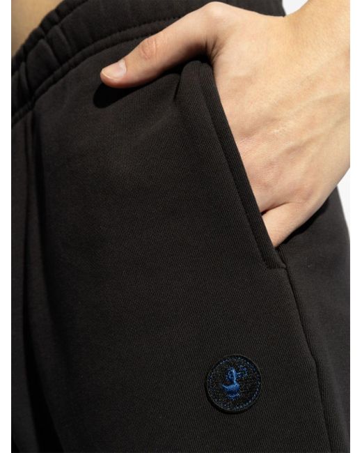 Save The Duck Black Embossed Logo Cotton Trousers for men