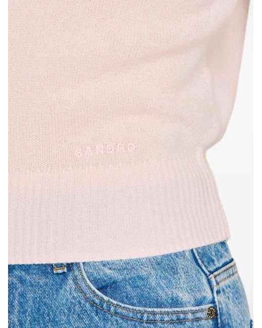Sandro Pink V-Neck Sleeveless Top