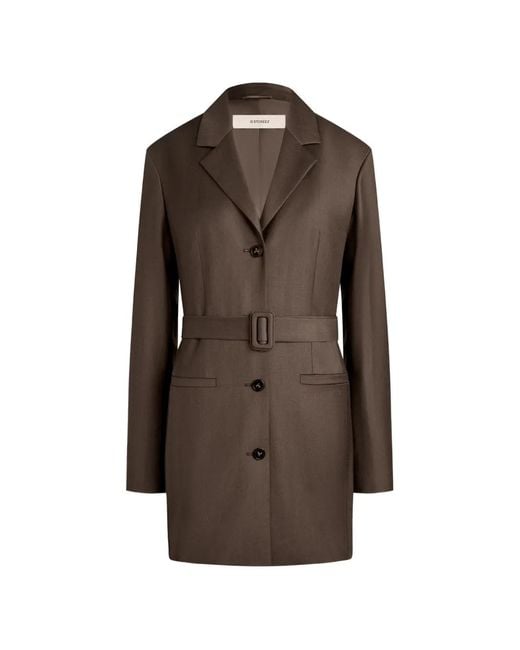12 STOREEZ Brown Belted Wool Blazer