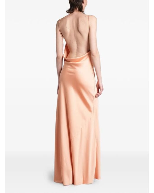 ANDAMANE Orange Cowl-Neck Backless Maxi Dress
