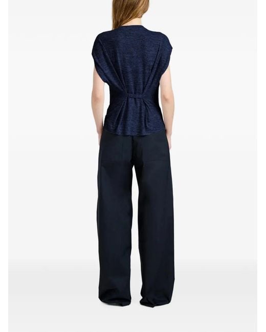 Proenza Schouler Blue Reeva Gathered T-Shirt
